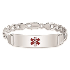 Sterling Silver Rhodium-plated Medical ID Curb Link Bracelet - 22