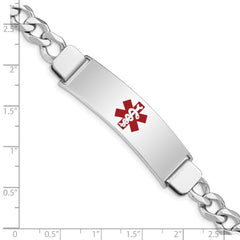 Sterling Silver Rhodium-plated Medical ID Curb Link Bracelet - 22