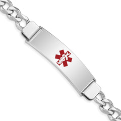 Sterling Silver Rhodium-plated Medical ID Curb Link Bracelet - 22
