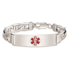 Sterling Silver Rhodium-plated Medical ID Anchor Link Bracelet - 20