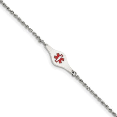 Sterling Silver Rhodium-plated Medical ID Rope Link Bracelet - 3
