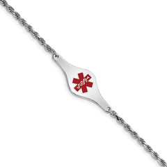 Sterling Silver Rhodium-plated Medical ID Rope Link Bracelet - 2