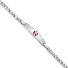 Sterling Silver Rhodium-plated Medical ID Curb Link Bracelet - 13