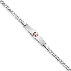 Sterling Silver Rhodium-plated Medical ID Figaro Link Bracelet - 5