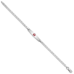 Sterling Silver Rhodium-plated Medical ID Anchor Link Bracelet - 21