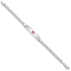 Sterling Silver Rhodium-plated Medical ID Curb Link Bracelet - 23