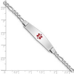 Sterling Silver Rhodium-plated Medical ID Figaro Link Bracelet - 19