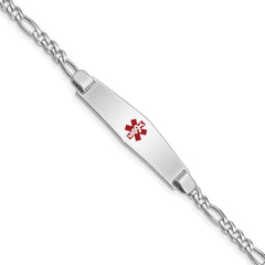 Sterling Silver Rhodium-plated Medical ID Figaro Link Bracelet - 19
