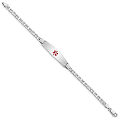 Sterling Silver Rhodium-plated Medical ID Anchor Link Bracelet - 5