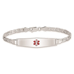 Sterling Silver Rhodium-plated Medical ID Anchor Link Bracelet - 15