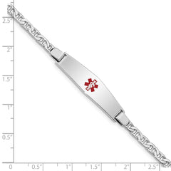 Sterling Silver Rhodium-plated Medical ID Anchor Link Bracelet - 5
