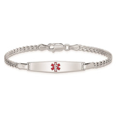 Sterling Silver Rhod-plated Children's Medical ID Curb Link Bracelet