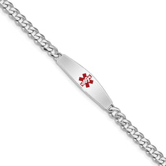 Sterling Silver Rhodium-plated Medical ID Bracelet w/Curb Link - 2