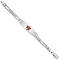 Sterling Silver Rhodium-plated Medical ID Figaro Link Bracelet - 20