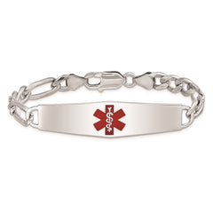 Sterling Silver Rhodium-plated Medical ID Figaro Link Bracelet - 20