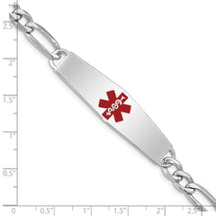 Sterling Silver Rhodium-plated Medical ID Figaro Link Bracelet - 20