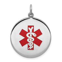Sterling Silver Rhodium-plated Medical Jewelry Pendant - 12