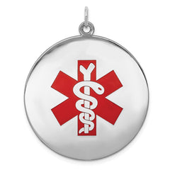 Sterling Silver Rhodium-plated Medical Jewelry Pendant - 15