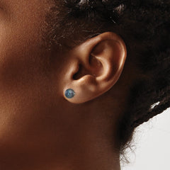 14k White Gold 6-7mm Black Button Freshwater Cultured Pearl Stud Post Earrings