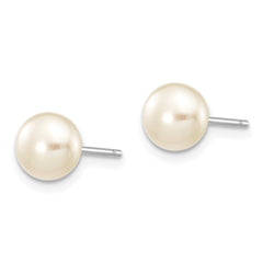 14k White Gold 6-7mm White Button Freshwater Cultured Pearl Stud Post Earrings