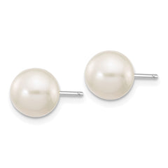 14k White Gold 7-8mm White Round Freshwater Cultured Pearl Stud Post Earrings