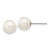 14k White Gold 7-8mm White Round Freshwater Cultured Pearl Stud Post Earrings