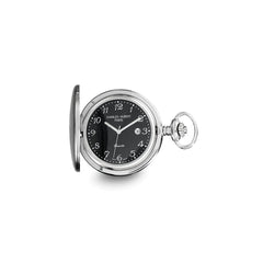 Charles Hubert Stainless Steel Black Dial Pocket Watch