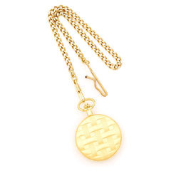 Charles Hubert Gold-finish Brass Basketweave Pocket Watch - 2