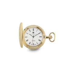 Charles Hubert Gold-finish Brass Basketweave Pocket Watch - 2