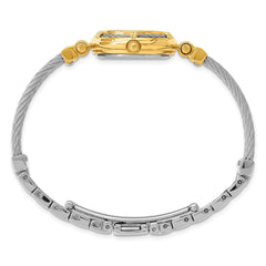 Charles Hubert IP-plated MOP Dial w/Stainless Steel Wire Bangle Watch
