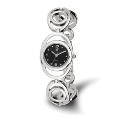 Charles Hubert Chrome-finish Black Sunray Dial Quartz Watch
