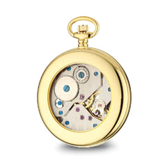 Charles Hubert IP-plated Stainless Steel Open Face Gold Dial Pocket Watch
