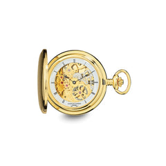 Charles Hubert IP-plated Stainless Steel Skeleton Dial Pocket Watch