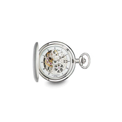 Charles Hubert Stainless Steel Skeleton Dial Pocket Watch - 3