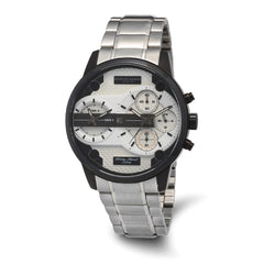 Charles Hubert Black IP-plated Stainless Chrono Dual Time Off-White Dial Wa