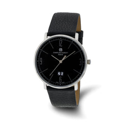 Mens Charles Hubert Stainless Steel Black Dial Watch - 3