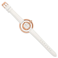 Ladies Charles Hubert Rose Finish Brass Silver-tone Dial Modern Circle Watc