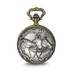 Charles Hubert Two-tone Antique Finish 3 Horses Pocket Watch