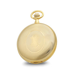 Charles Hubert Gold-finish Double Cover Striped w/Shield Pocket Watch