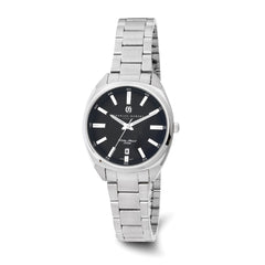 Ladies Charles Hubert Stainless Steel Black Dial Watch - 4