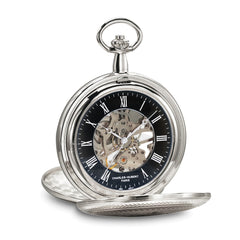 Charles Hubert Chrome-finish Double Hunter Black Dial Pocket Watch - 2