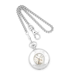 Charles Hubert Solid Stainless Steel White Dial Pocket Watch - 2