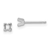 14k White Gold 2.75mm Princess Cut Stud Earring Mountings