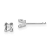 14k White Gold 3mm Princess Cut Stud Earring Mountings