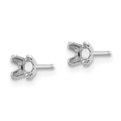 14k White Gold 3.25mm Princess Cut Stud Earring Mountings