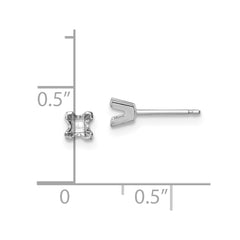14k White Gold 3.25mm Princess Cut Stud Earring Mountings