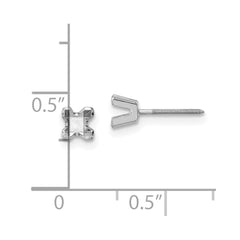14k White Gold 3.5mm Princess Cut Stud Earring Mountings