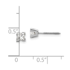 14k White Gold AAA Quality Complete Princess Cut Diamond Earring - 6