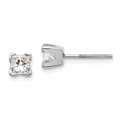 14k White Gold VS Quality Complete Princess Cut Diamond Earrings - 6