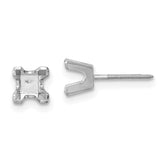 14k White Gold 4mm Princess Cut Stud Earring Mountings